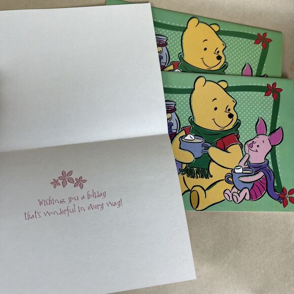 34 VTG 2000s Christmas Cards Base On Disney “ Winnie The‎ Pooh” - 5 Designs - Picture 11 of 14